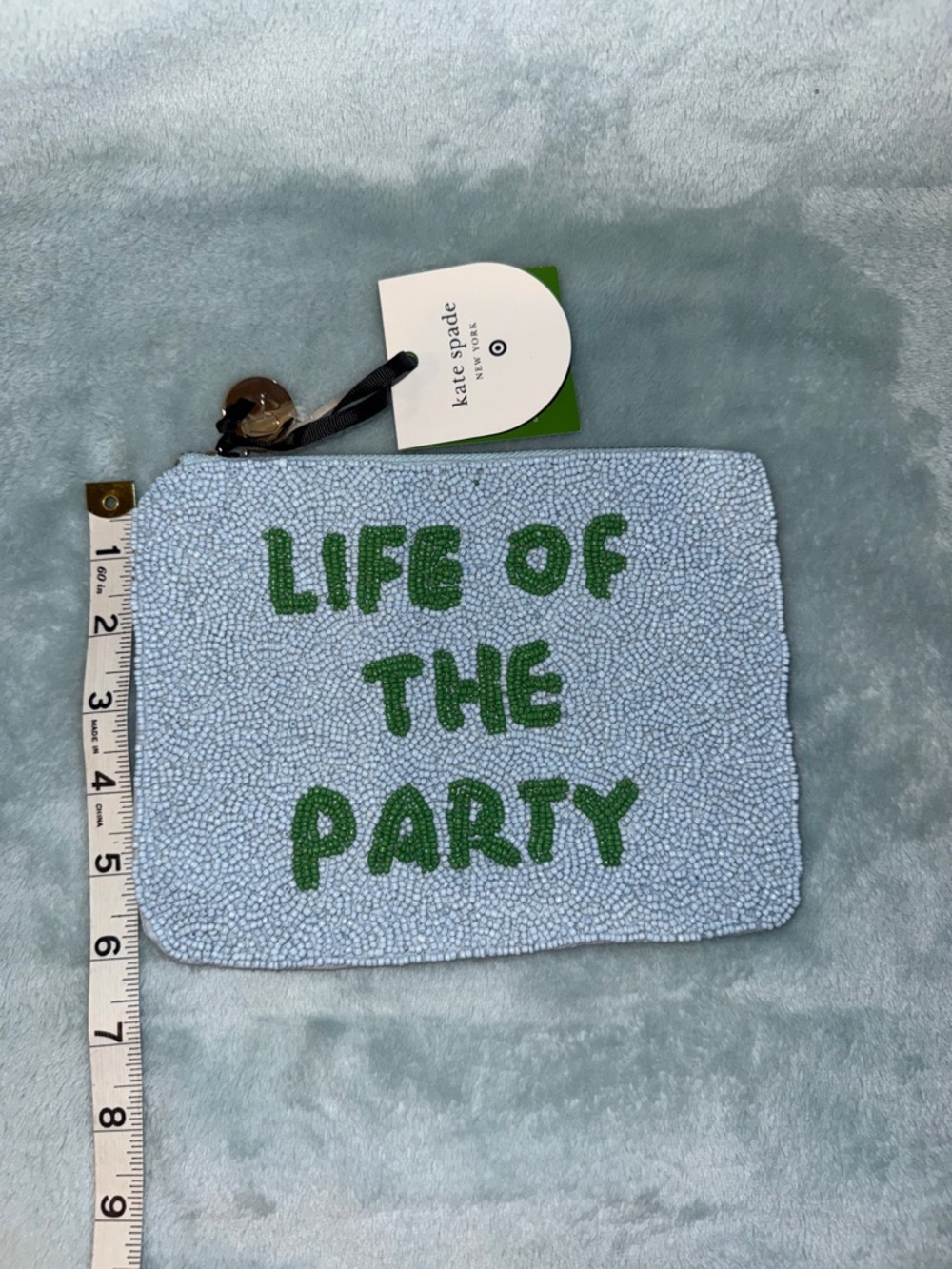 "Life of the Party" Beaded Wristlet Clutch in Blue and Green - Picture 11 of 12